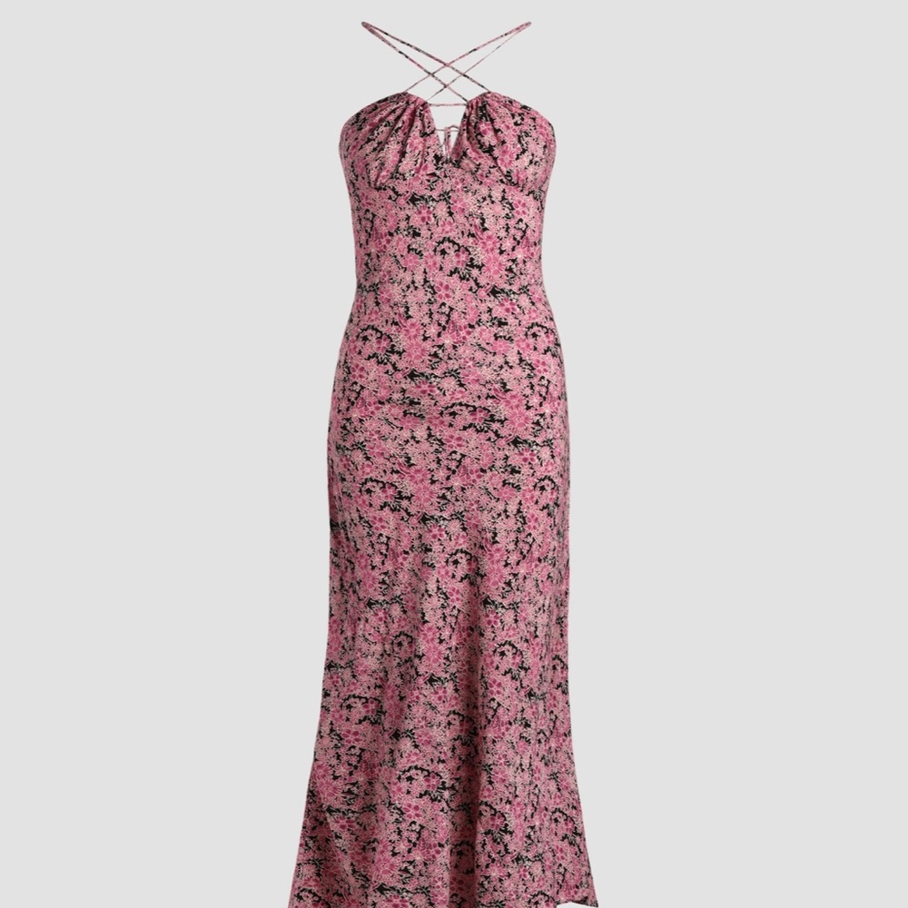 ShopCider Floral Tie Back Fishtail Dress